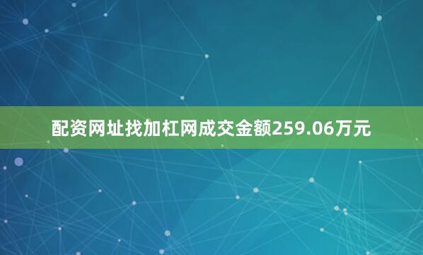 配资网址找加杠网成交金额259.06万元